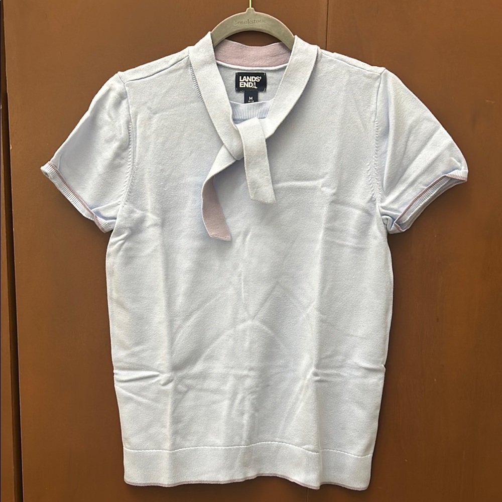 Lands' End Light Blue Short Sleeve Tie Top